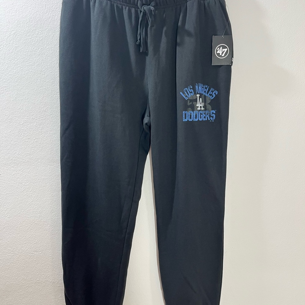 Los Angeles Dodgers  Sweatpants Mens XL Black Fleece Lined Jogger '47 Brand New